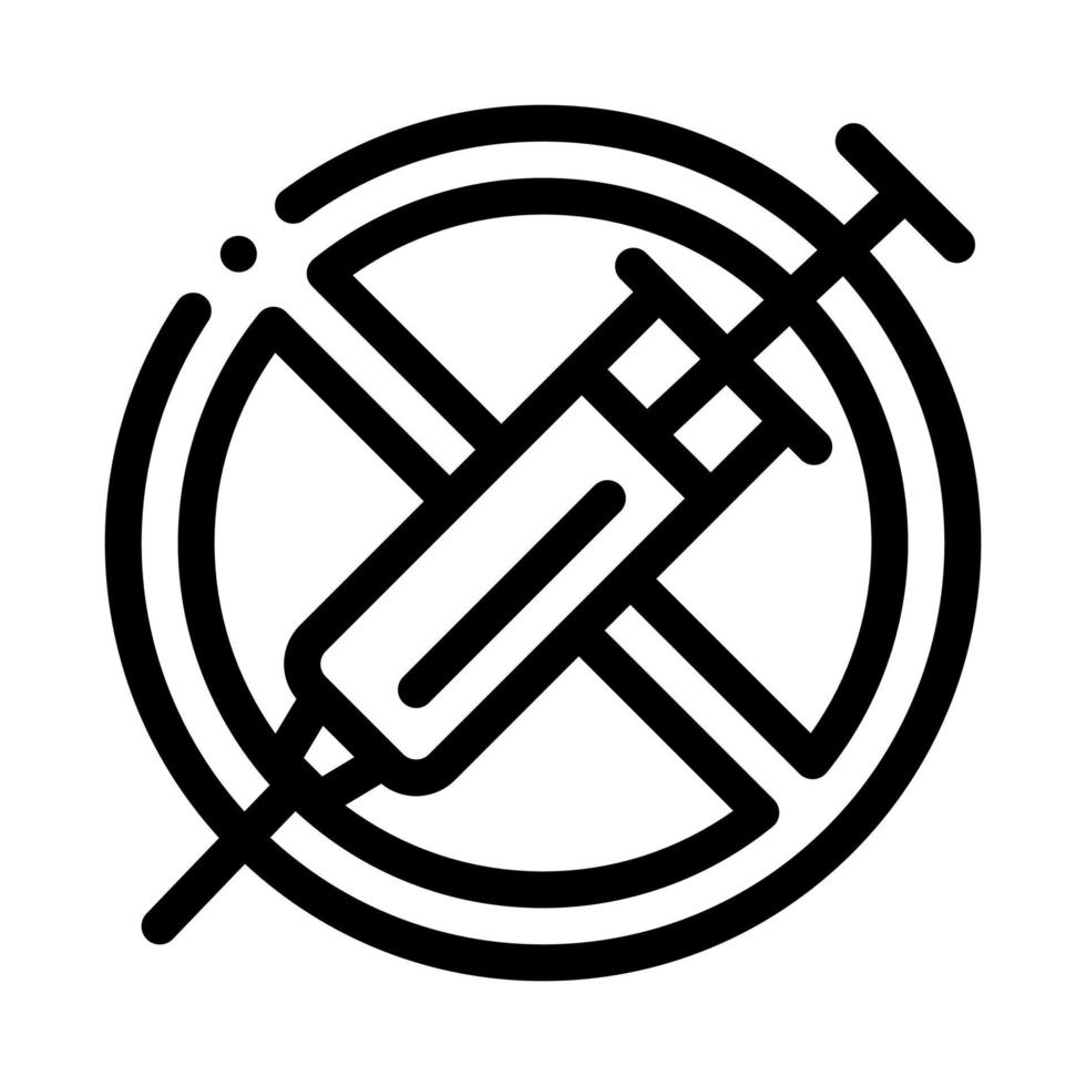 ilustración de contorno de vector de icono de prohibición de inyección