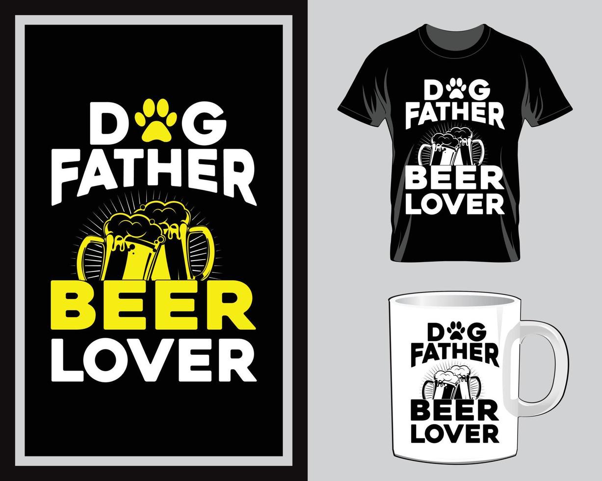 Dog Father's Day Quote t shirt and mug design vector