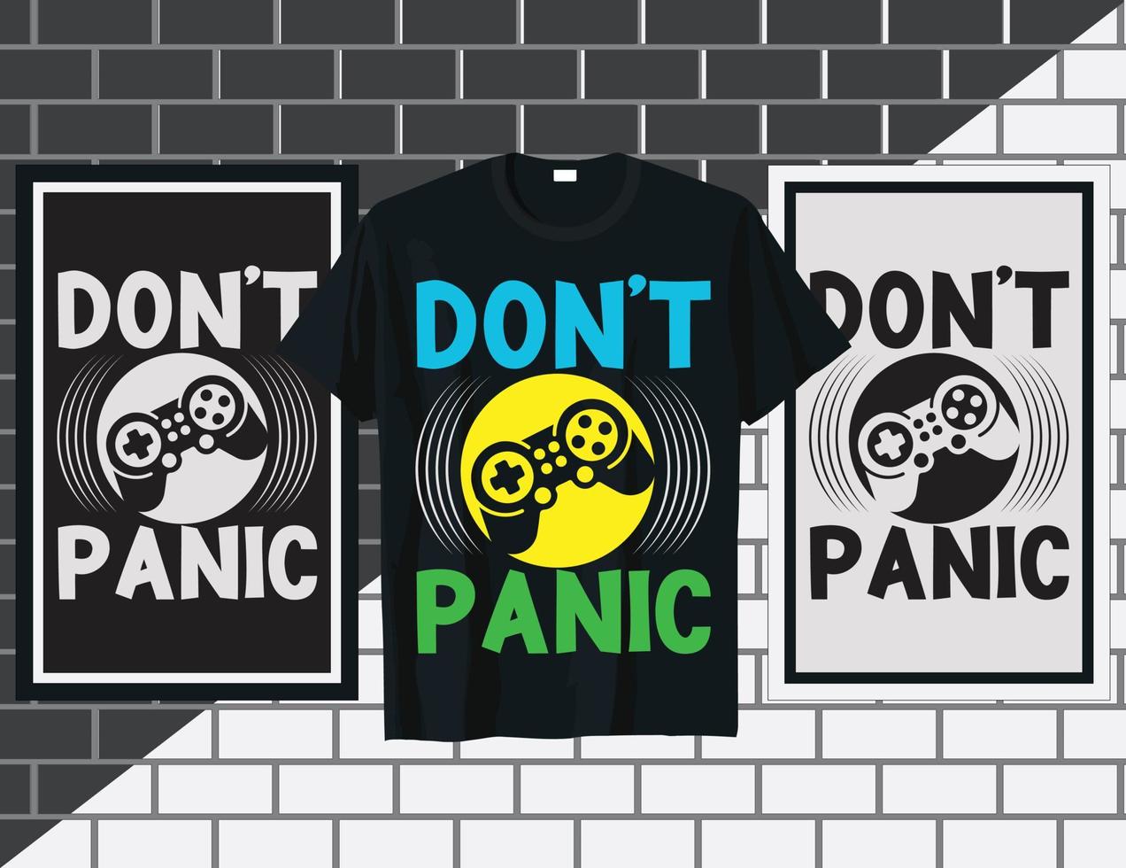 Don't panic Gaming quote t shirt and mug design vector