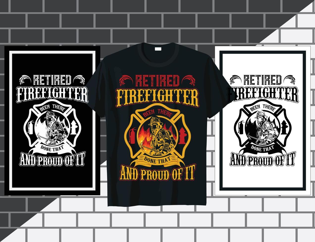 Retired Firefighter quote t shirt design vector