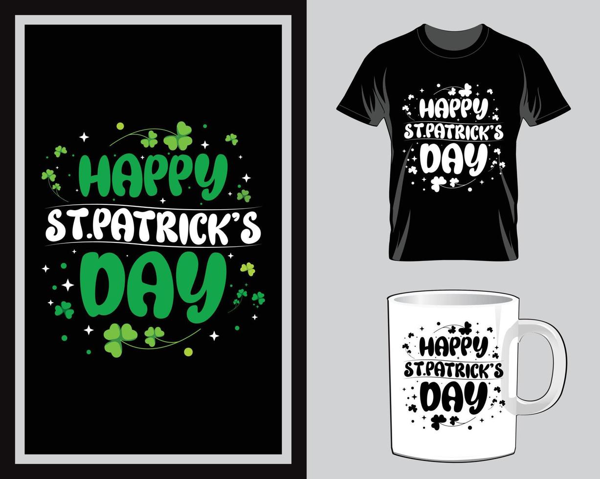 Happy St. Patrick's Day t shirt and mug design vector