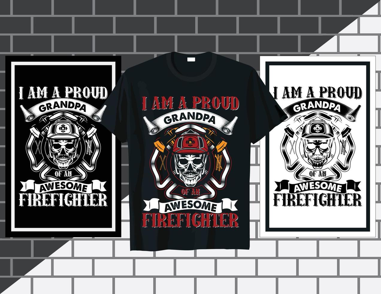 I am a proud grandpa Firefighter quote t shirt design vector