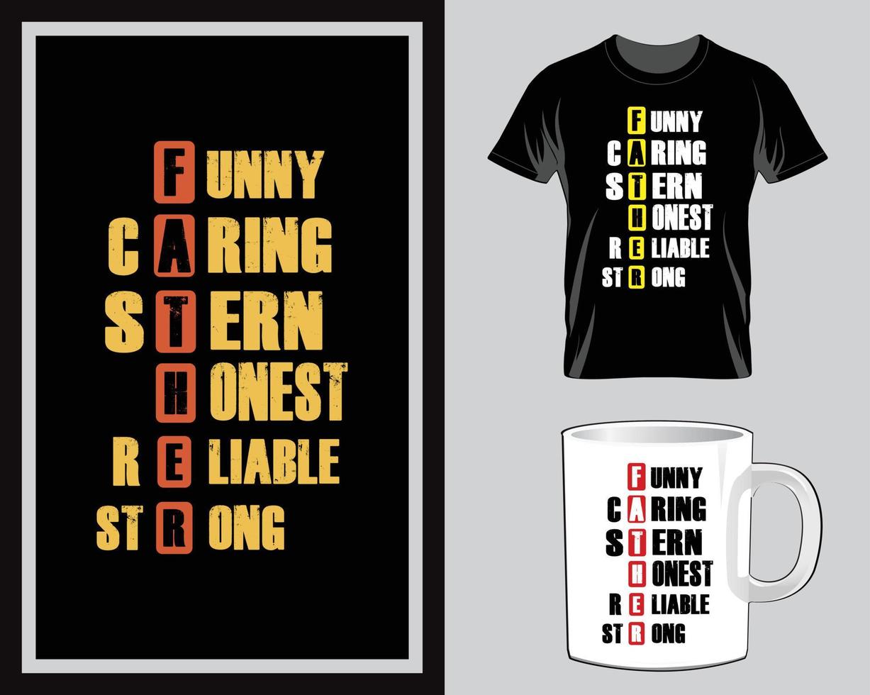 FATHER funny caring Father's Day Quote t shirt and mug design vector