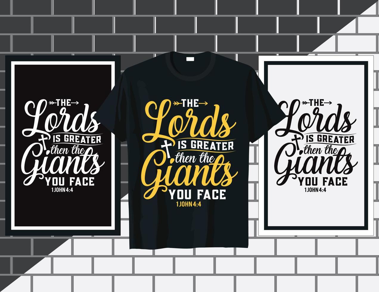 The lord is greater than giants Christian sayings t shirt design vector