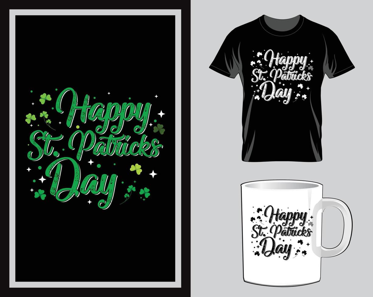 Happy St. Patrick's Day t shirt and mug design vector