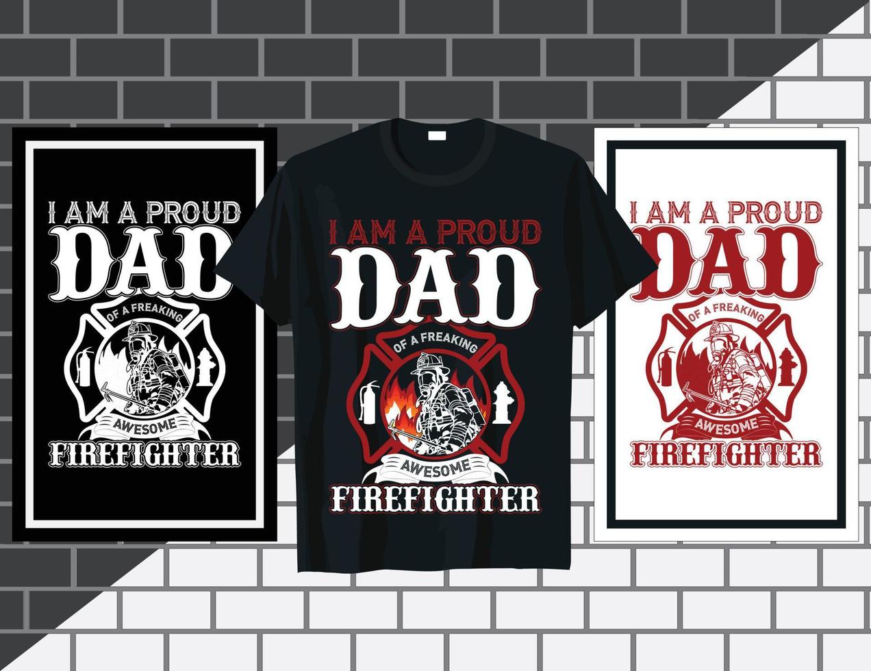 I am a proud dad Firefighter quote t shirt design vector