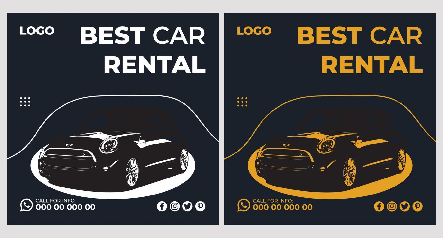 Car Rental Busniess Social Media Banner Templates vector