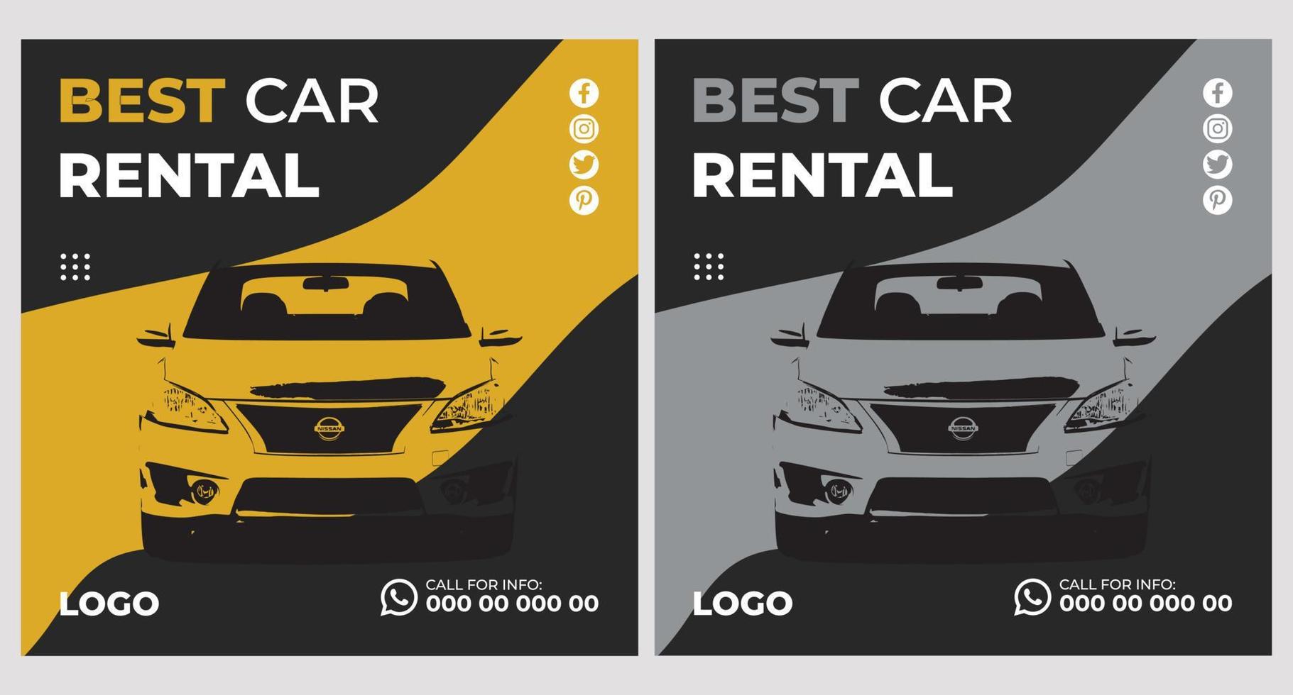 Car Rental Busniess Social Media Banner Templates vector