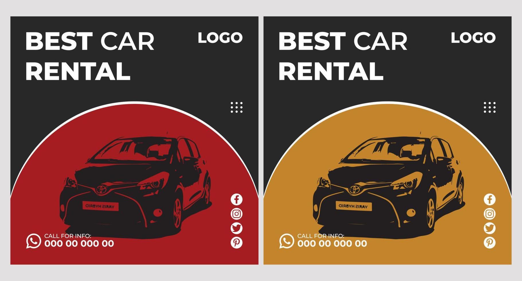 Car Rental Busniess Social Media Banner Templates vector