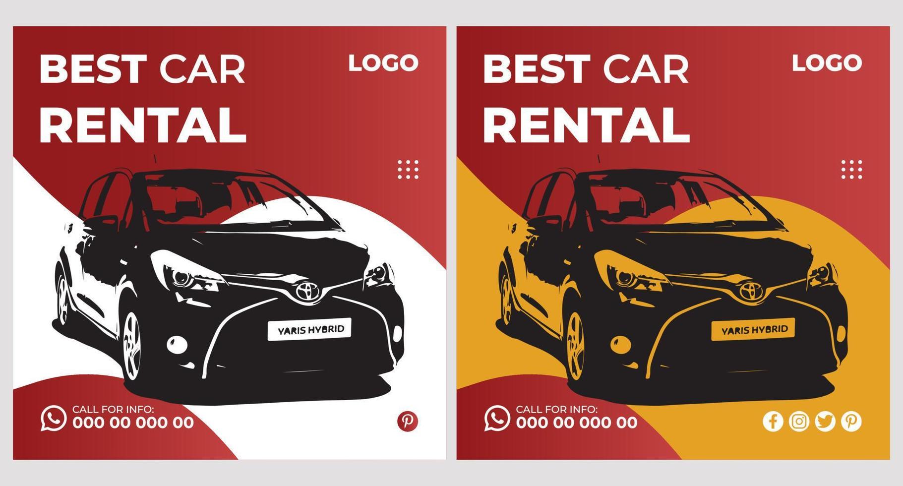 Car Rental Busniess Social Media Banner Templates vector