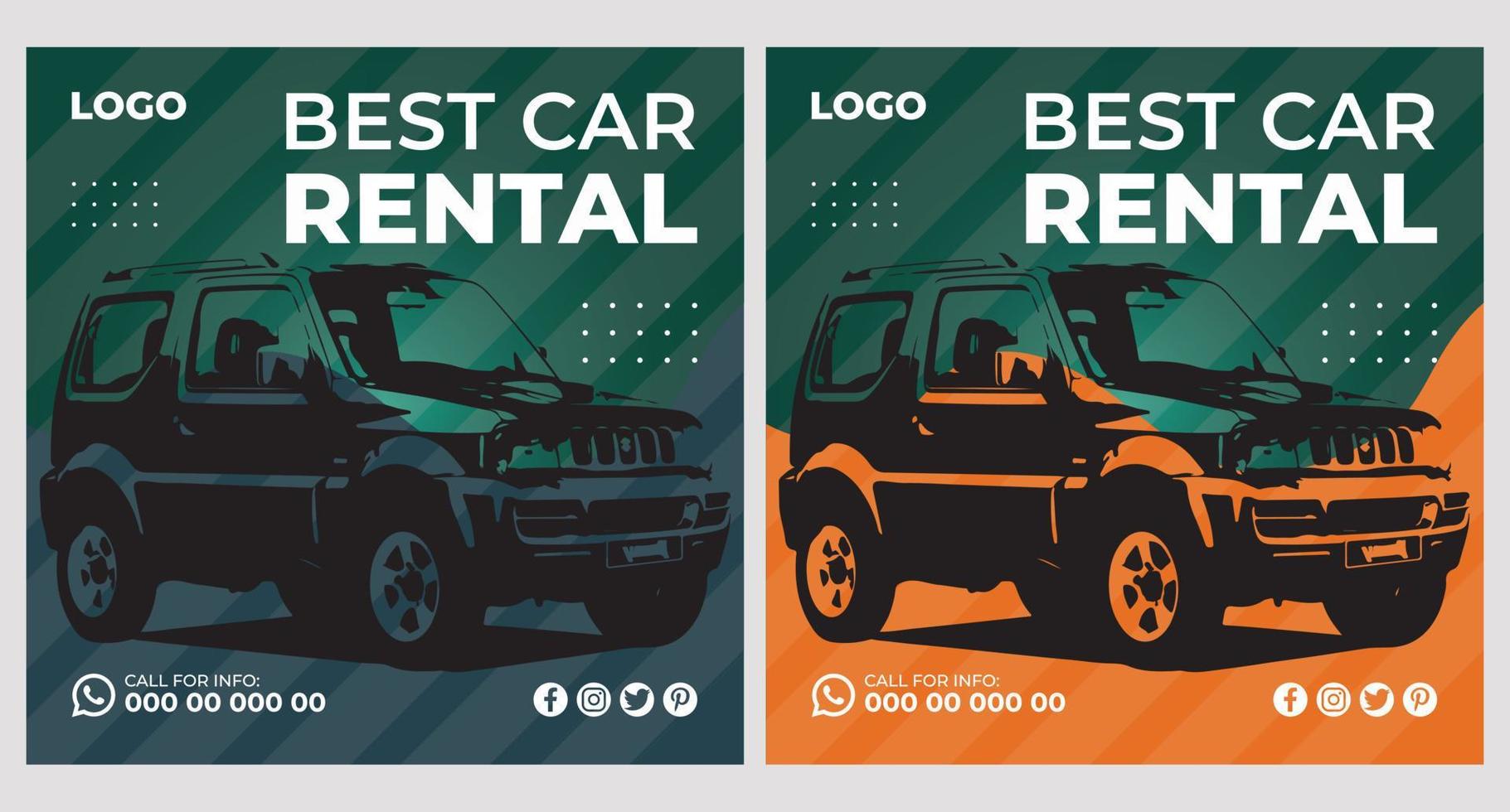 plantillas de banner de redes sociales de negocios de alquiler de autos vector