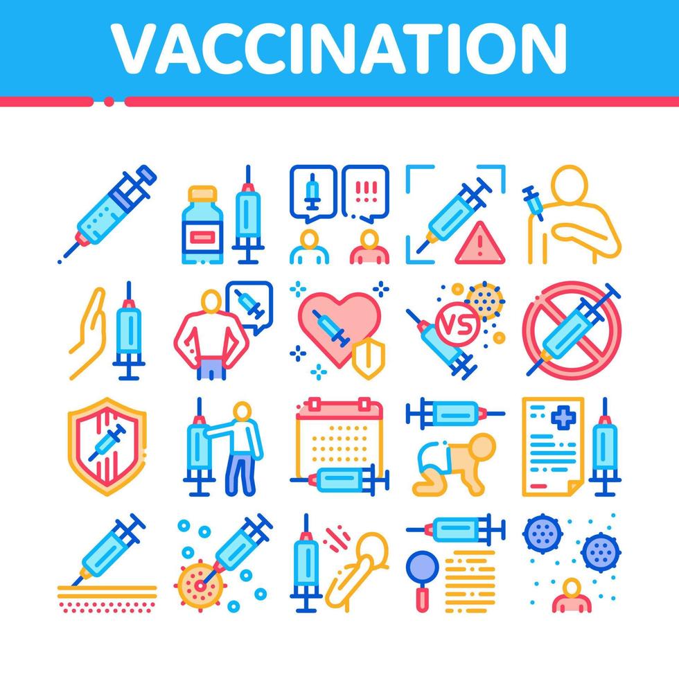 Vaccination Syringe Collection Icons Set Vector