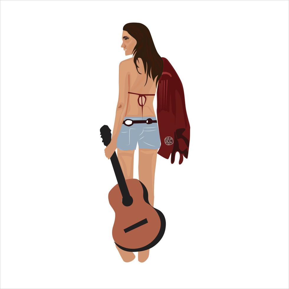 diseño de ilustración de chica de música. vector