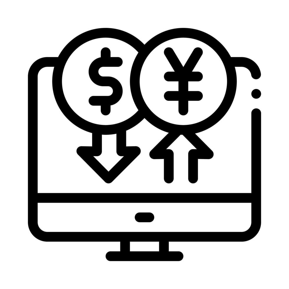 computer currency exchange icon vector outline illustration