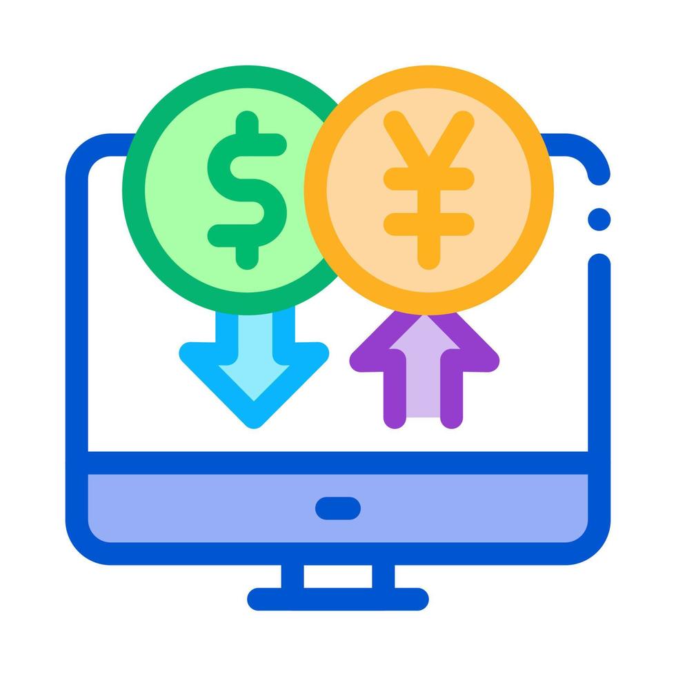 computer currency exchange icon vector outline illustration