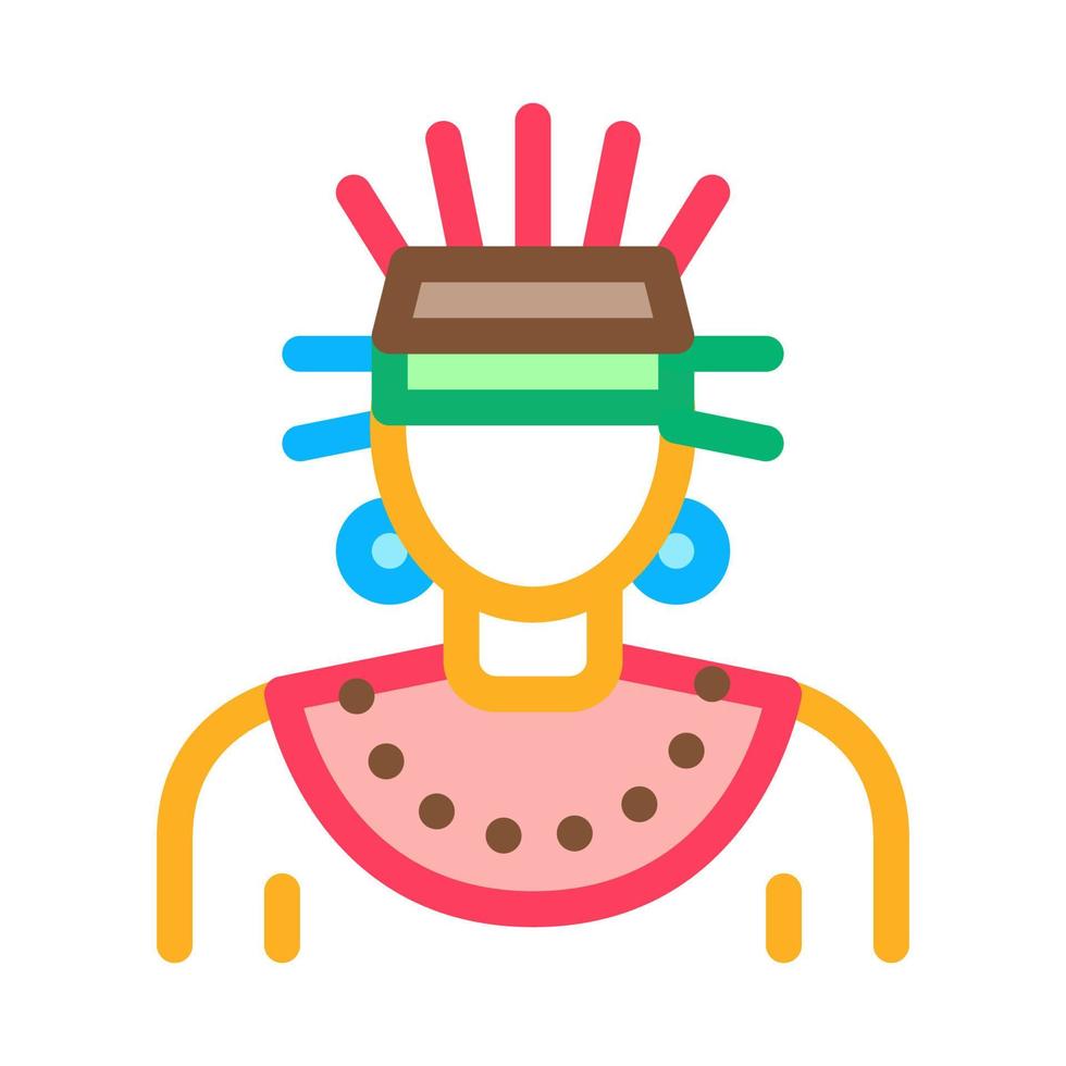 Aztec Shaman Icon Vector Outline Illustration