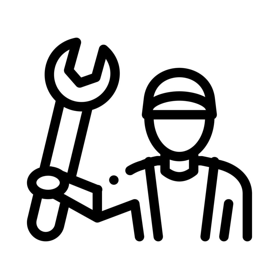 Plumber Wrench Icon Vector Outline Illustration