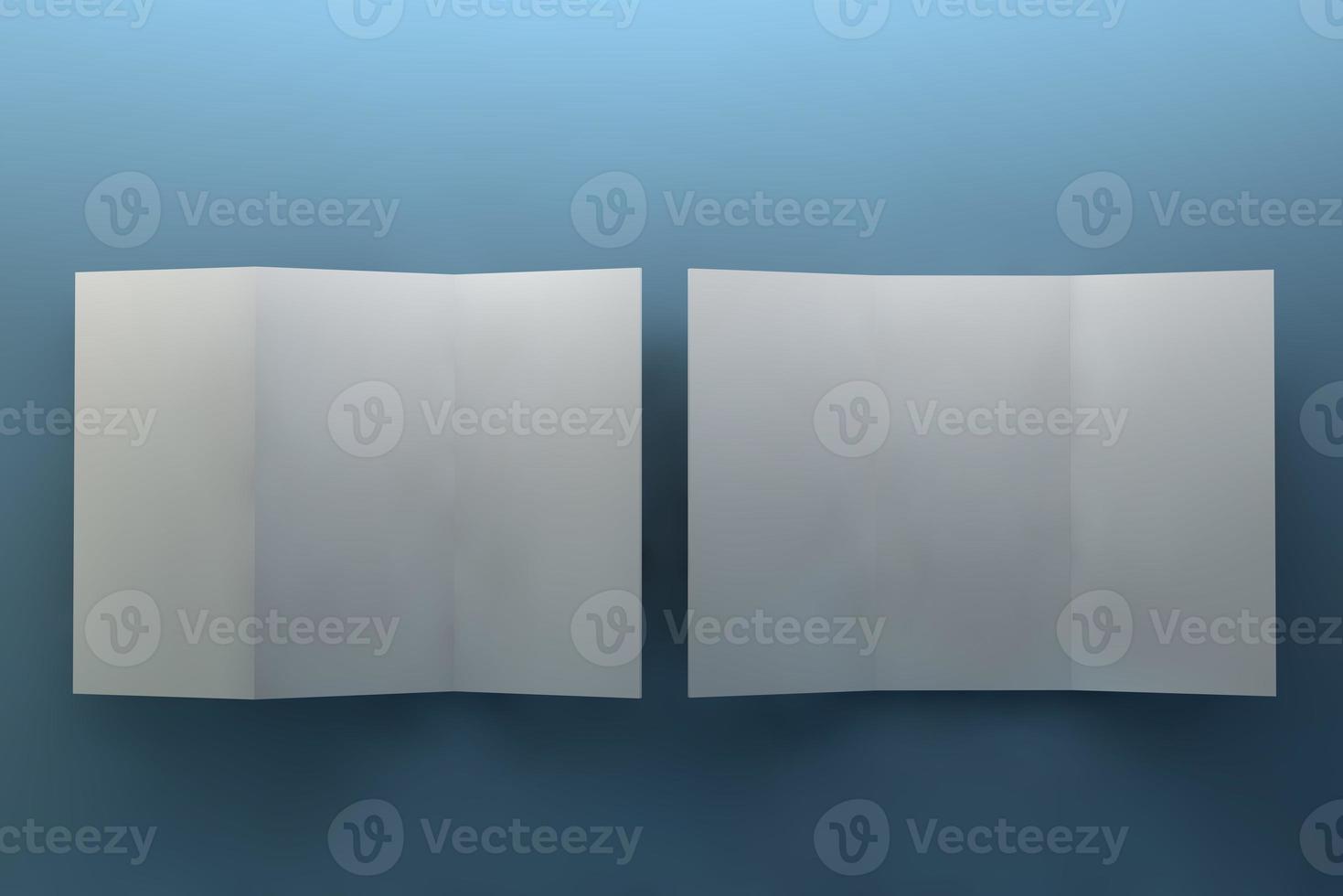 Blank tri fold brochure template for mock up and presentation design. 3d render illustration. photo