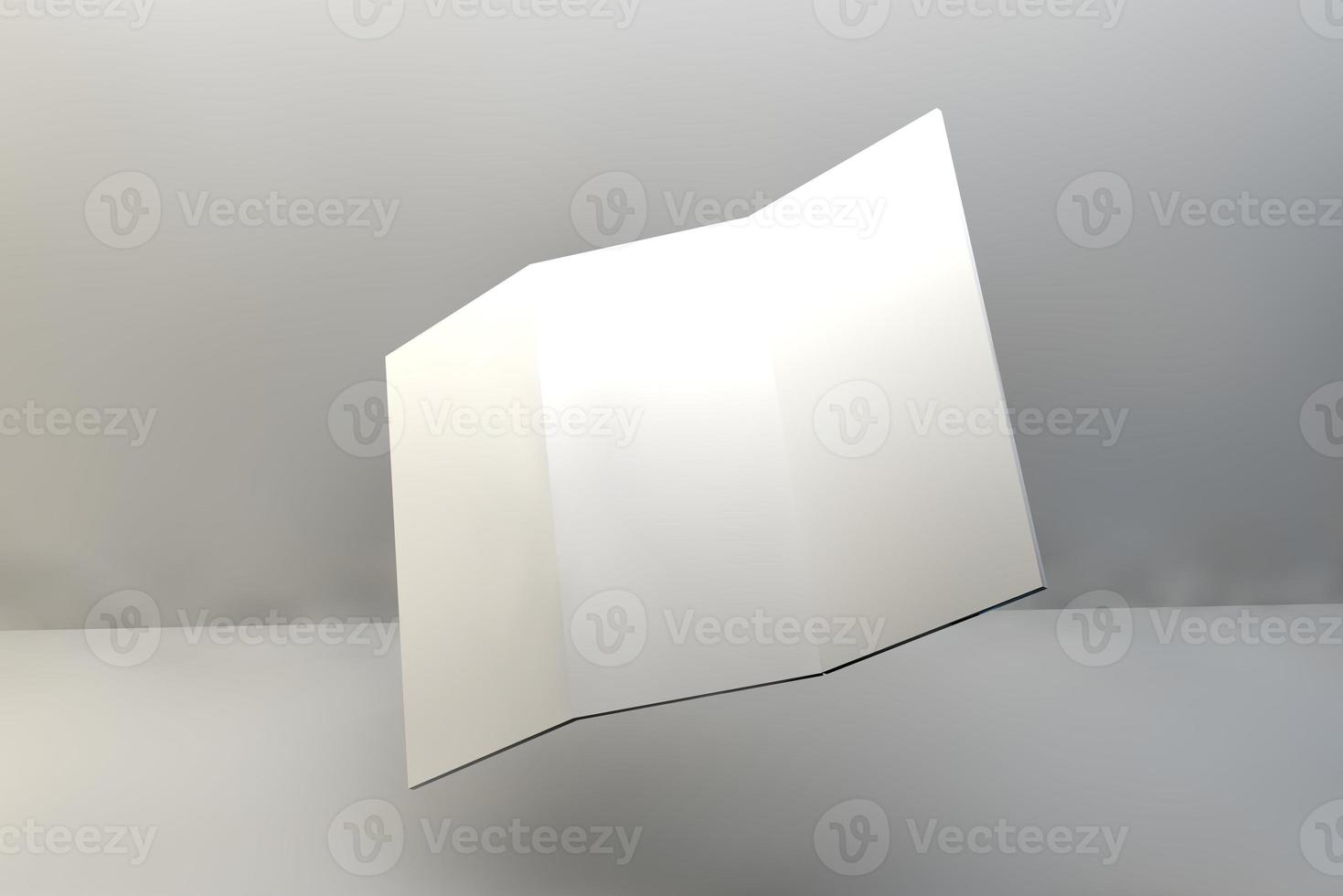 Blank tri fold brochure template for mock up and presentation design. 3d render illustration. photo