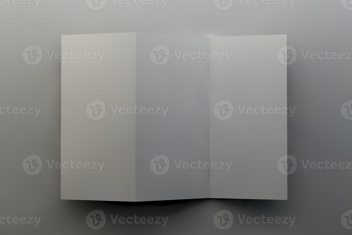 Blank tri fold brochure template for mock up and presentation design. 3d render illustration. photo