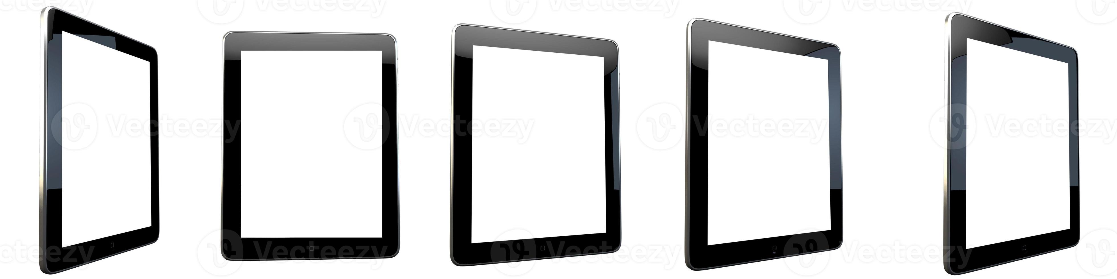 Tablet PC con pantalla en blanco aislado sobre fondo blanco. representación 3d foto
