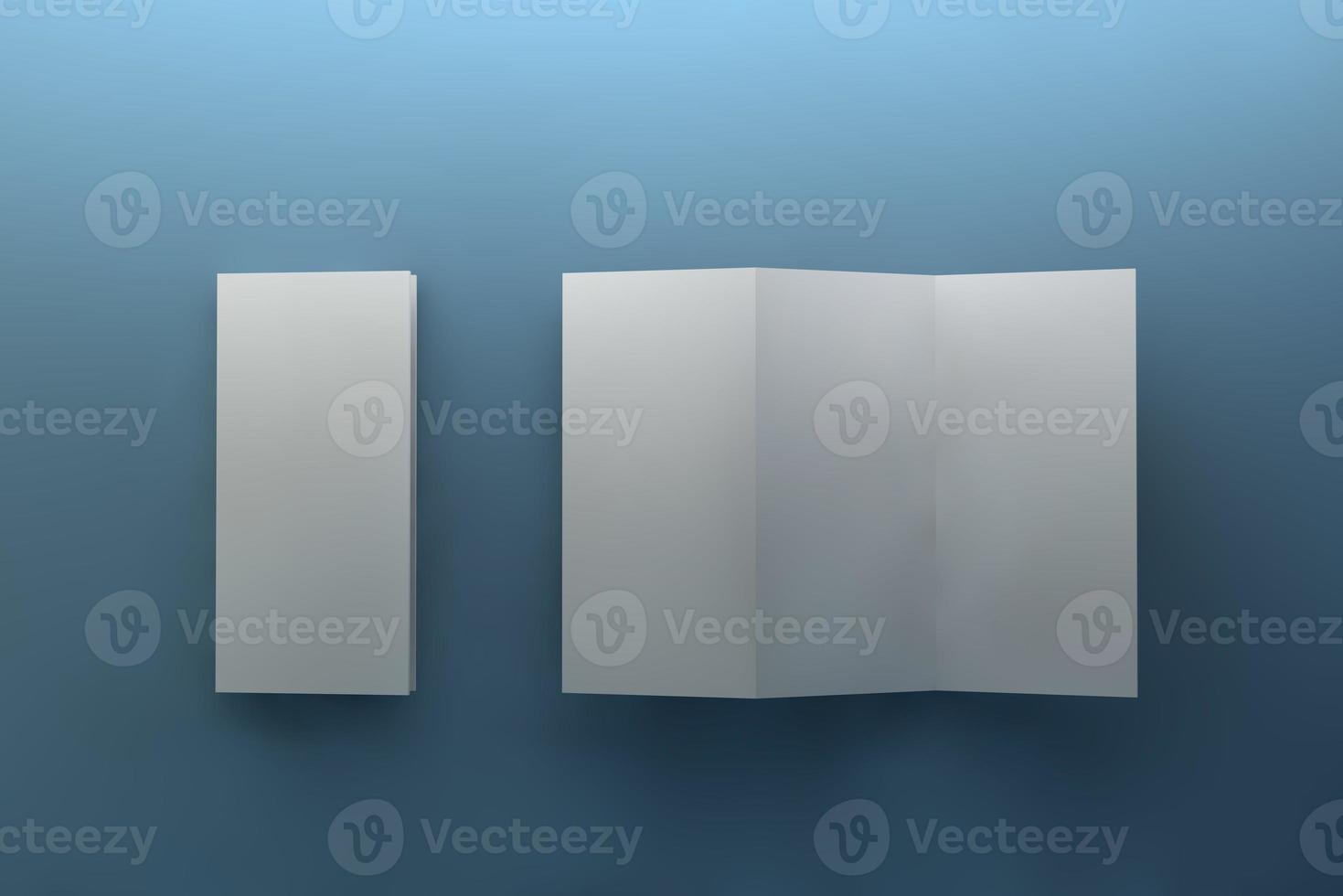 Blank tri fold brochure template for mock up and presentation design. 3d render illustration. photo