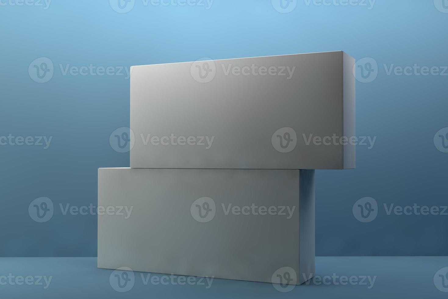 white box isolated blue background 3d rendering illustration photo