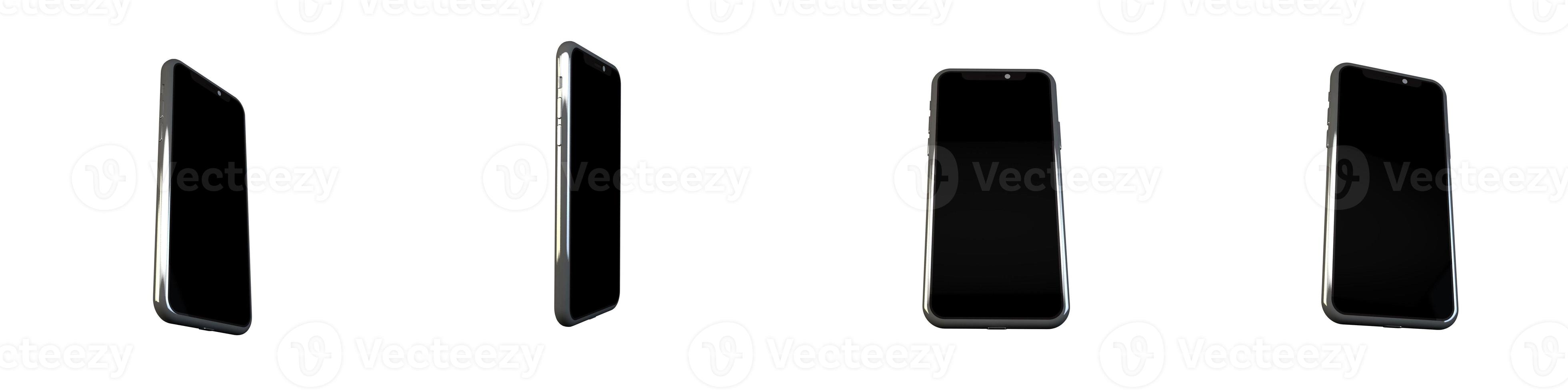3D Rendering Phone Mockup Isolated on white background photo
