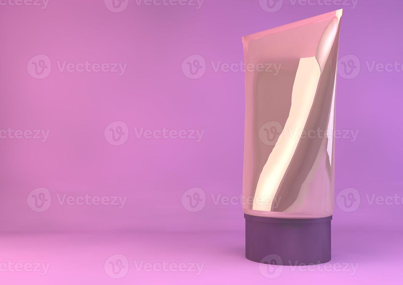 Cosmetic cream tube on a pink background. 3d rendering. photo