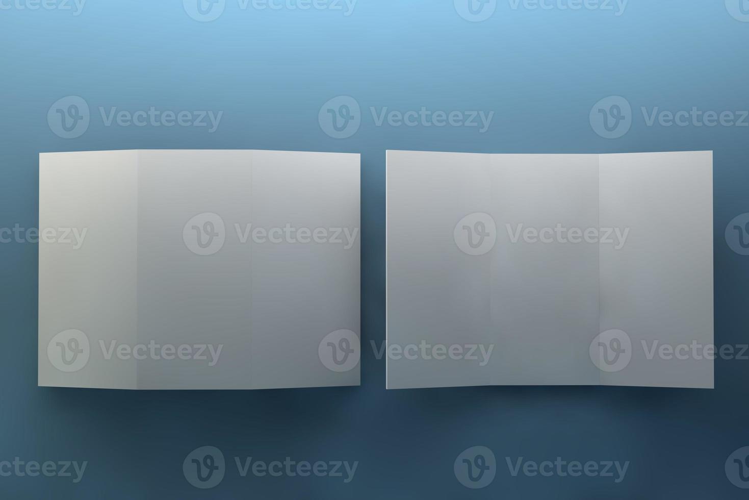 Blank tri fold brochure template for mock up and presentation design. 3d render illustration. photo