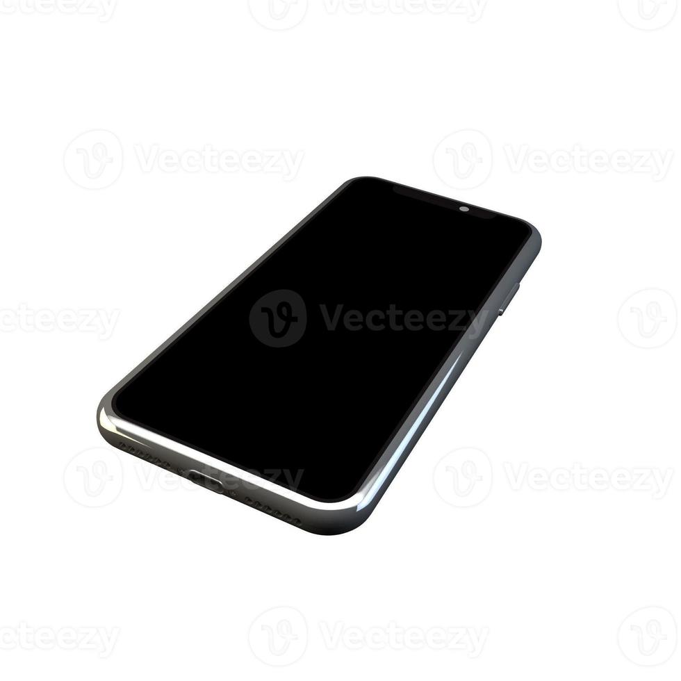 3D Rendering Phone Mock up Isolated White Background photo