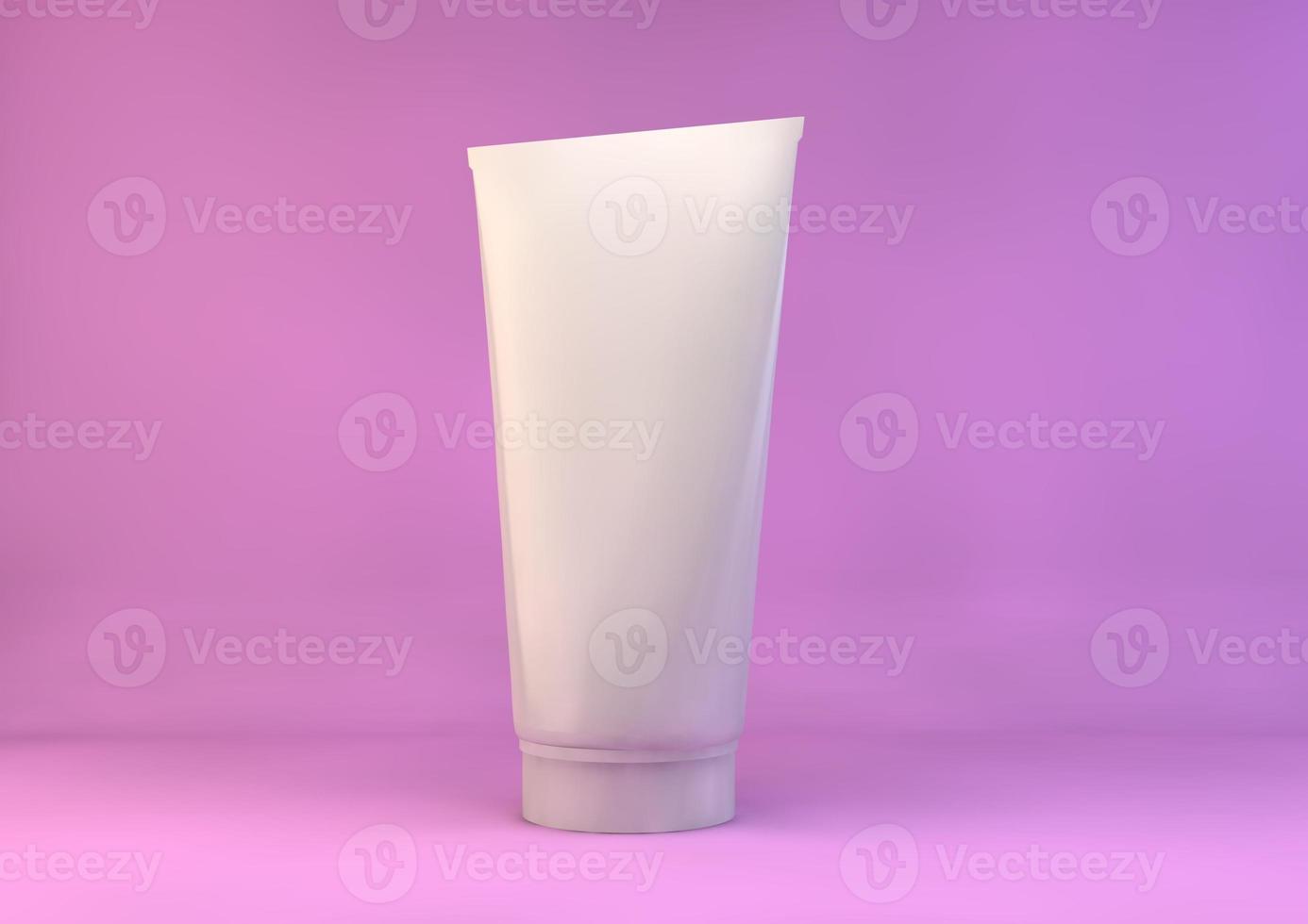 Cosmetic cream tube on a pink background. 3d rendering. photo