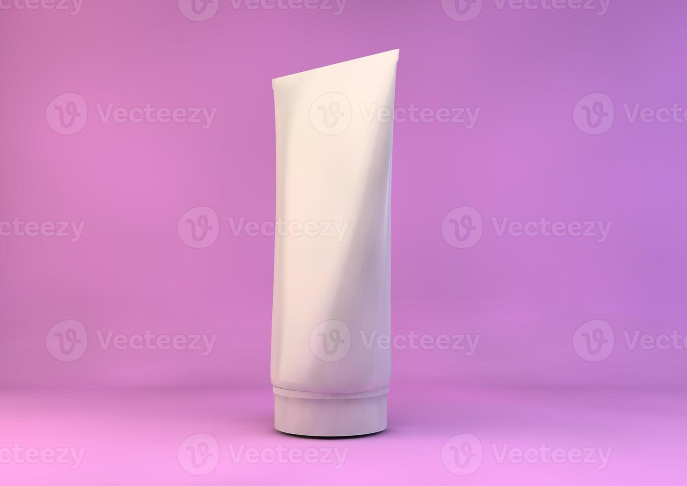 Cosmetic cream tube on a pink background. 3d rendering. photo