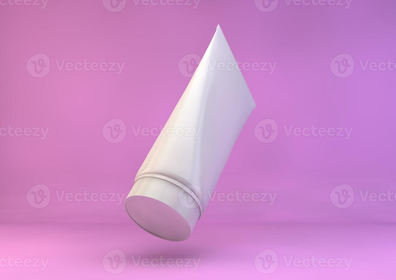 Cosmetic cream tube on a pink background. 3d rendering. photo