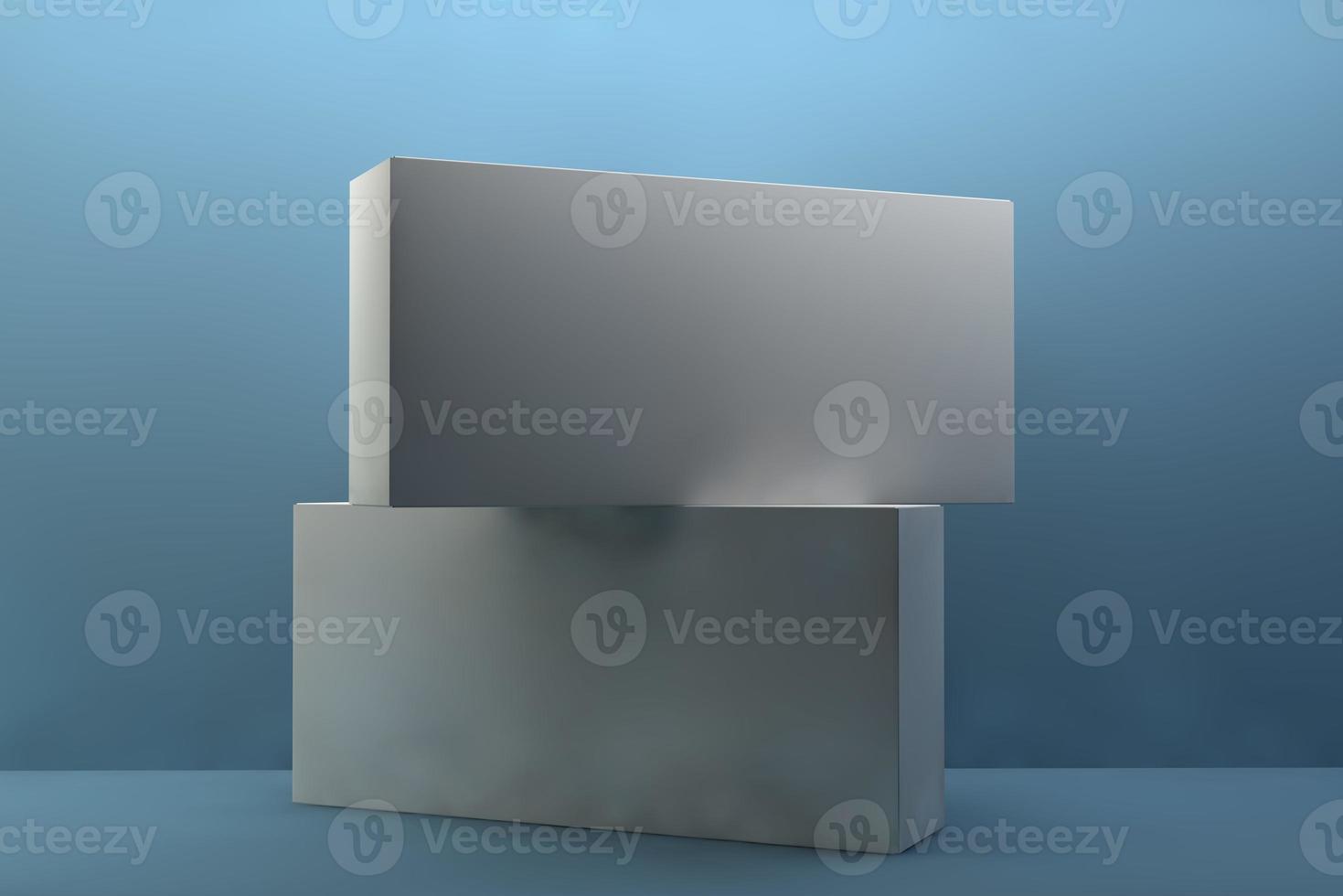 white box isolated blue background 3d rendering illustration photo