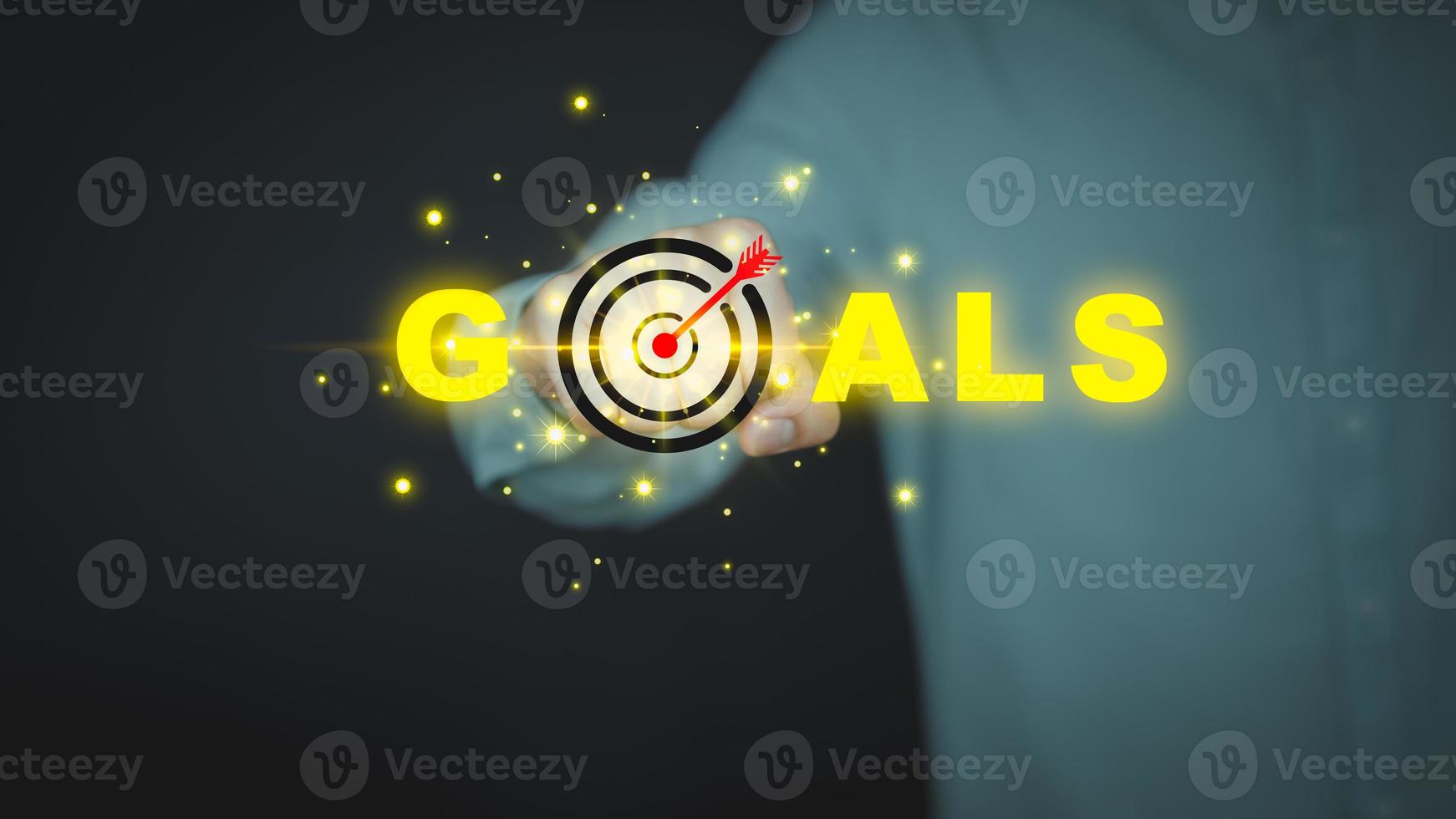 New year business concept. Hand as a clenched fist to target and goal on new year 2023. New ideas coming up in 2023 or the future. photo
