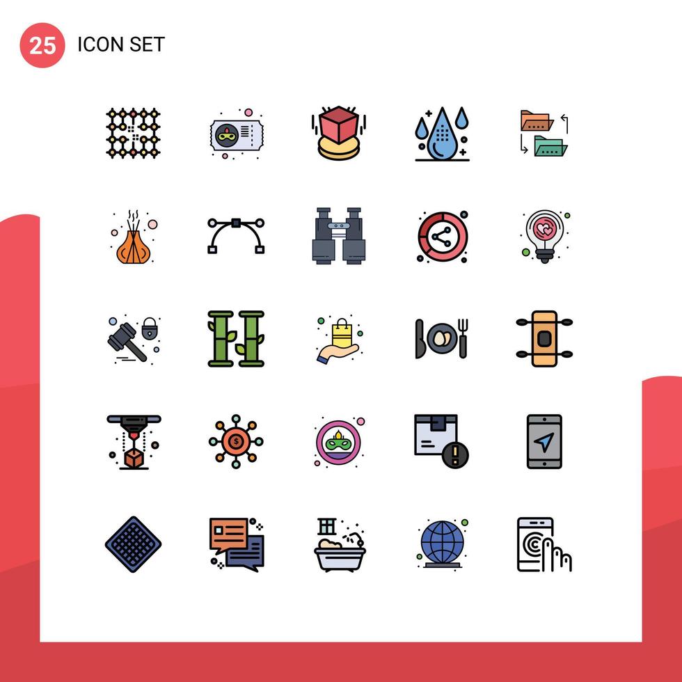 Set of 25 Modern UI Icons Symbols Signs for drop design ticket color design Editable Vector Design Elements