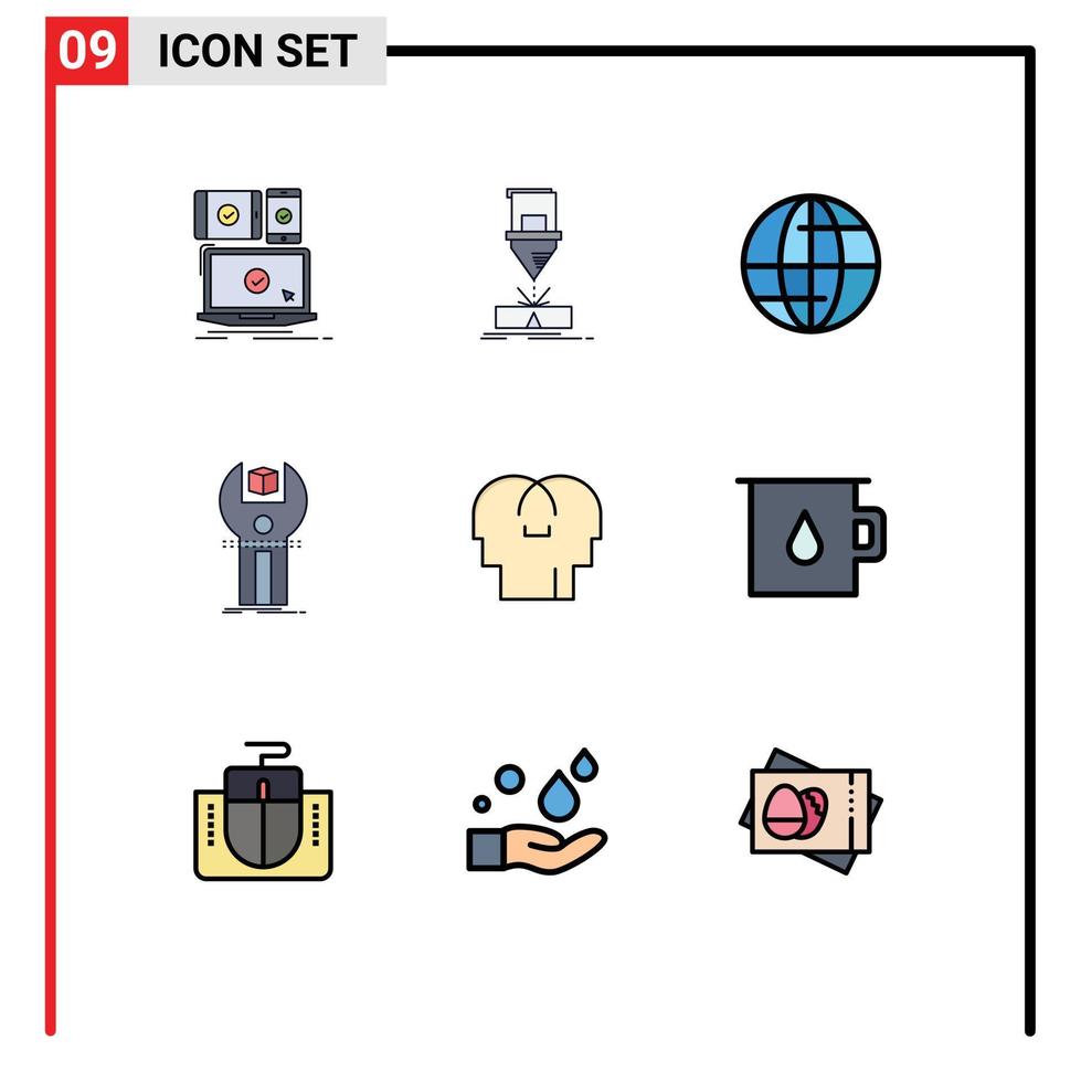 paquete de color plano de línea de llenado de 9 símbolos universales de desarrollo de programación aplicación láser elementos de diseño vectorial editables en Internet vector