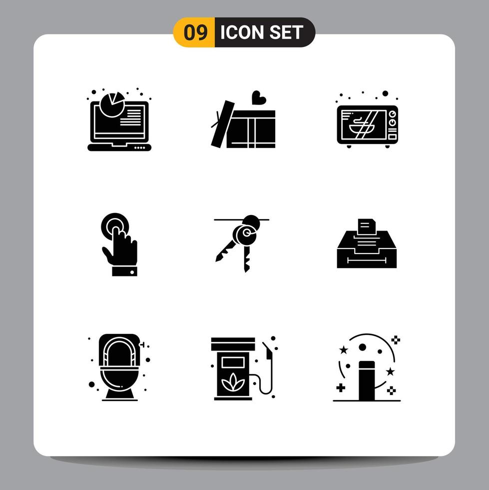 Stock Vector Icon Pack of 9 Line Signs and Symbols for keys key microwave hotel interface Editable Vector Design Elements