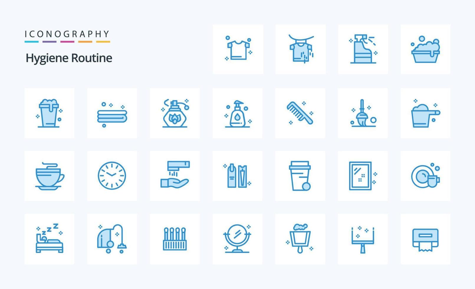 25 Hygiene Routine Blue icon pack vector