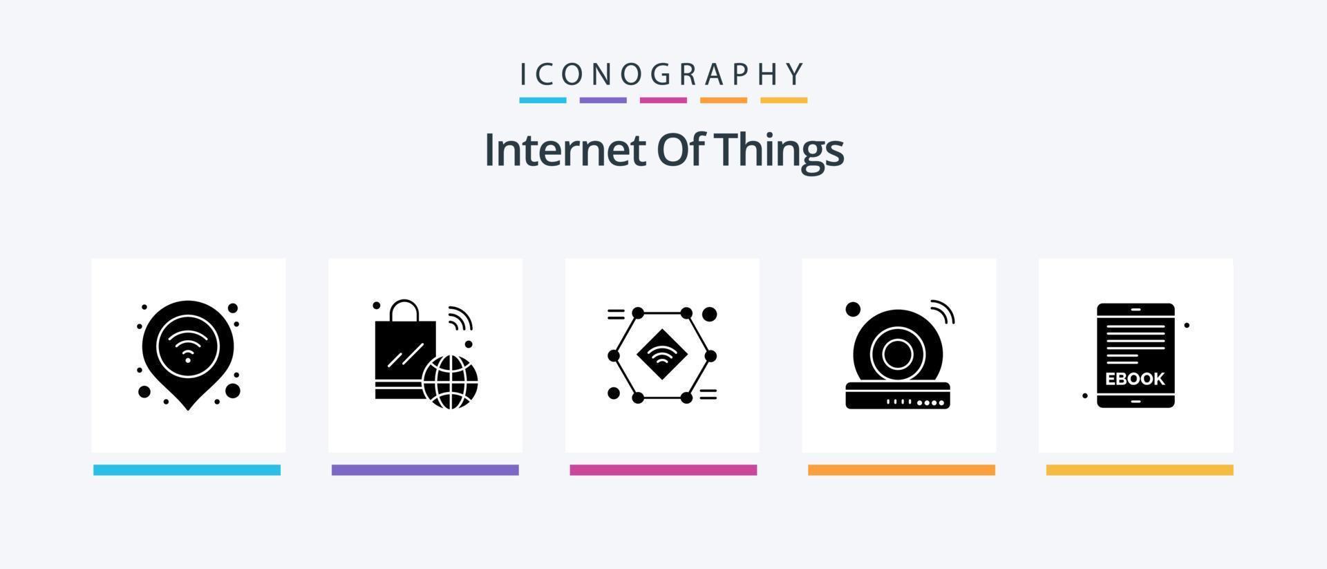 Internet Of Things Glyph 5 Icon Pack Including wifi. cd. iot. wifi. record. Creative Icons Design vector
