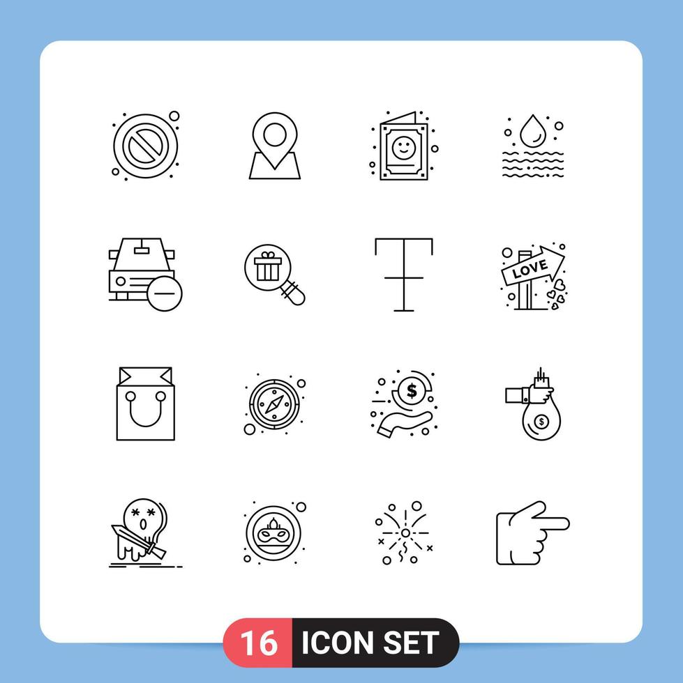 16 Outline concept for Websites Mobile and Apps delete waste child pollution water Editable Vector Design Elements