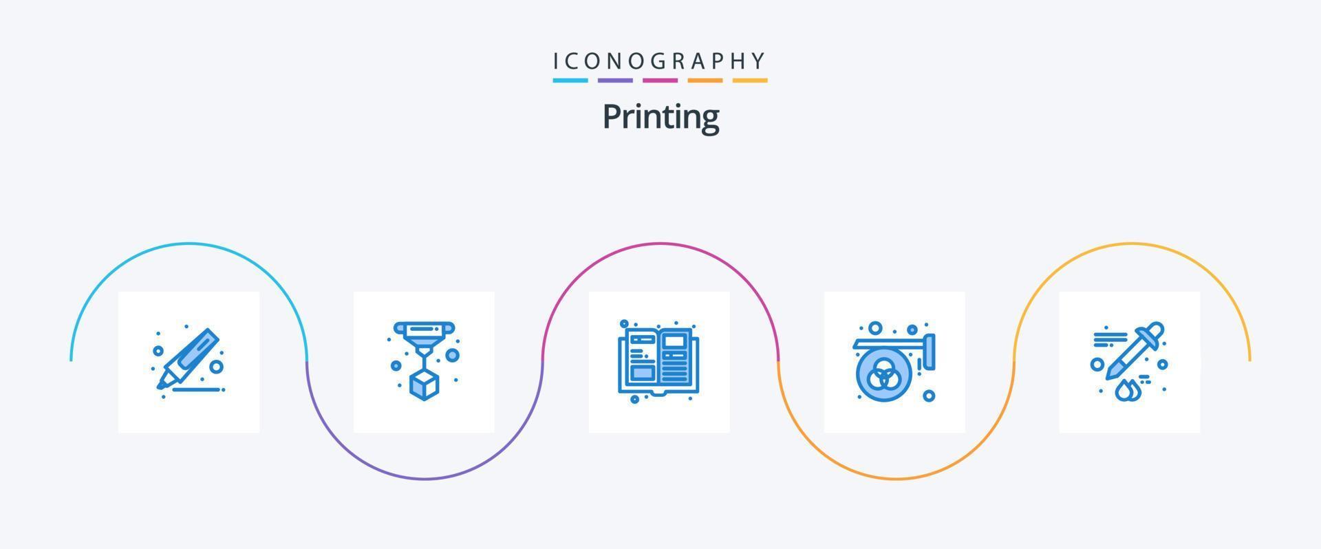 Printing Blue 5 Icon Pack Including . dropper. magazine. color. palette vector