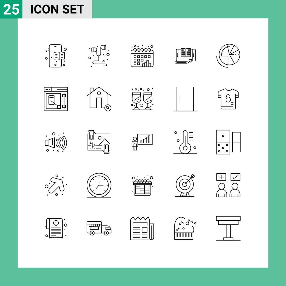 Set of 25 Modern UI Icons Symbols Signs for analytics financial data dots tranfer smartphone Editable Vector Design Elements