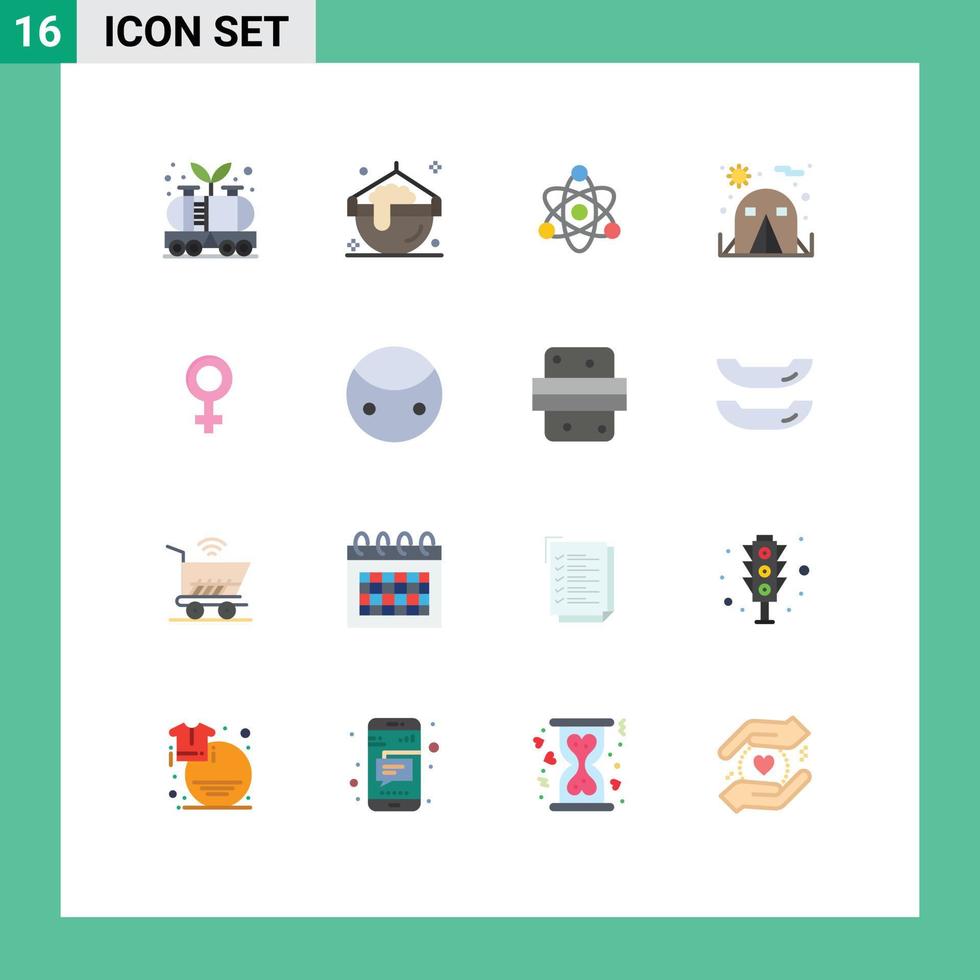 16 Universal Flat Colors Set for Web and Mobile Applications gender female pot tent camping Editable Pack of Creative Vector Design Elements