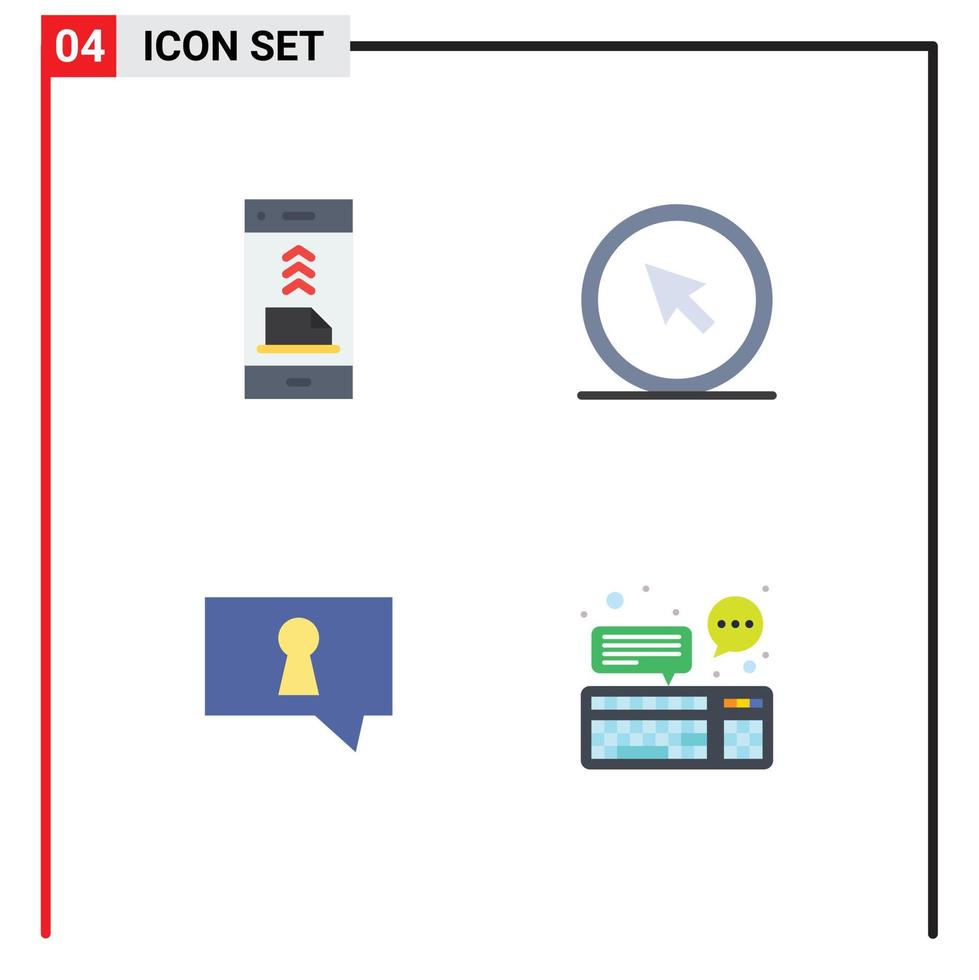 User Interface Pack of 4 Basic Flat Icons of communication pointer file cursor private Editable Vector Design Elements