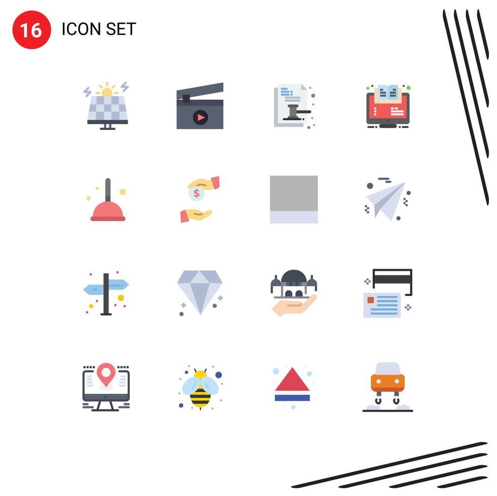 16 Thematic Vector Flat Colors and Editable Symbols of course webinar auction paper learning learning Editable Pack of Creative Vector Design Elements