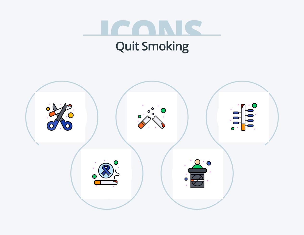 dejar de fumar icono lleno de línea paquete 5 diseño de iconos. prohibido. fumar. conferencia. tubo. de fumar vector