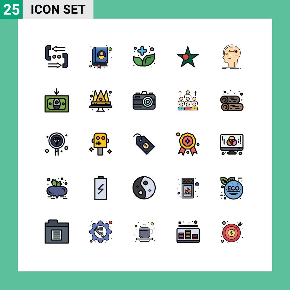 paquete de iconos de vector de stock de 25 signos y símbolos de línea para elementos de diseño de vector editables de medicina de bandera alternativa de estrella de pirateo