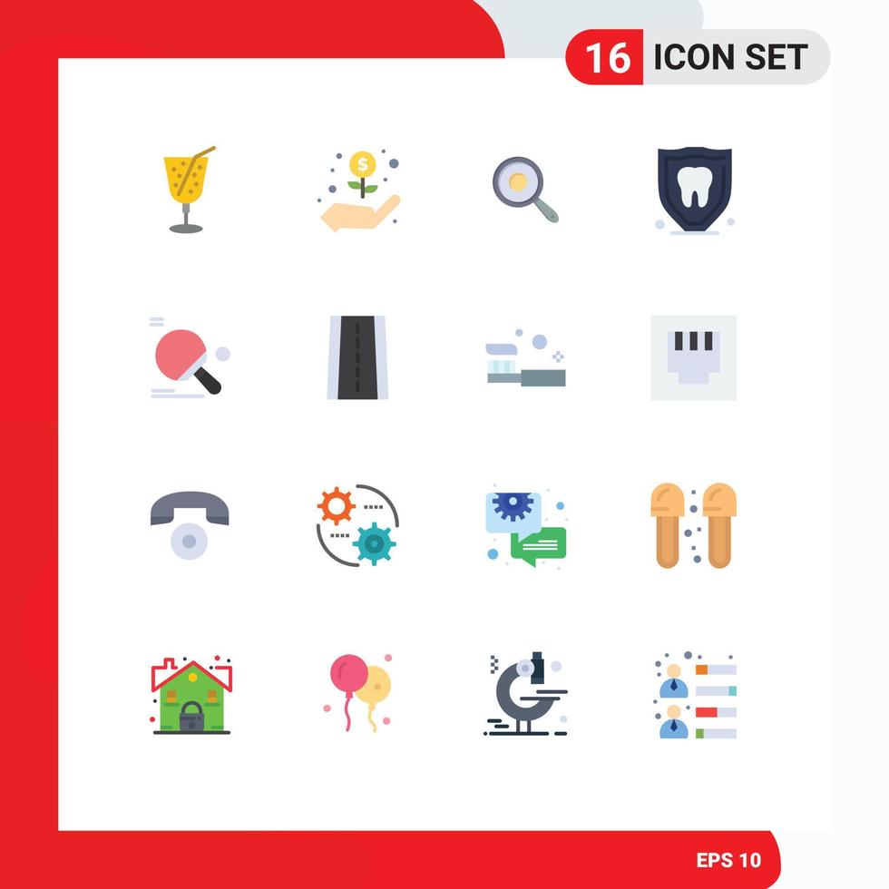 Modern Set of 16 Flat Colors and symbols such as ping pong sport kitchen racket security Editable Pack of Creative Vector Design Elements